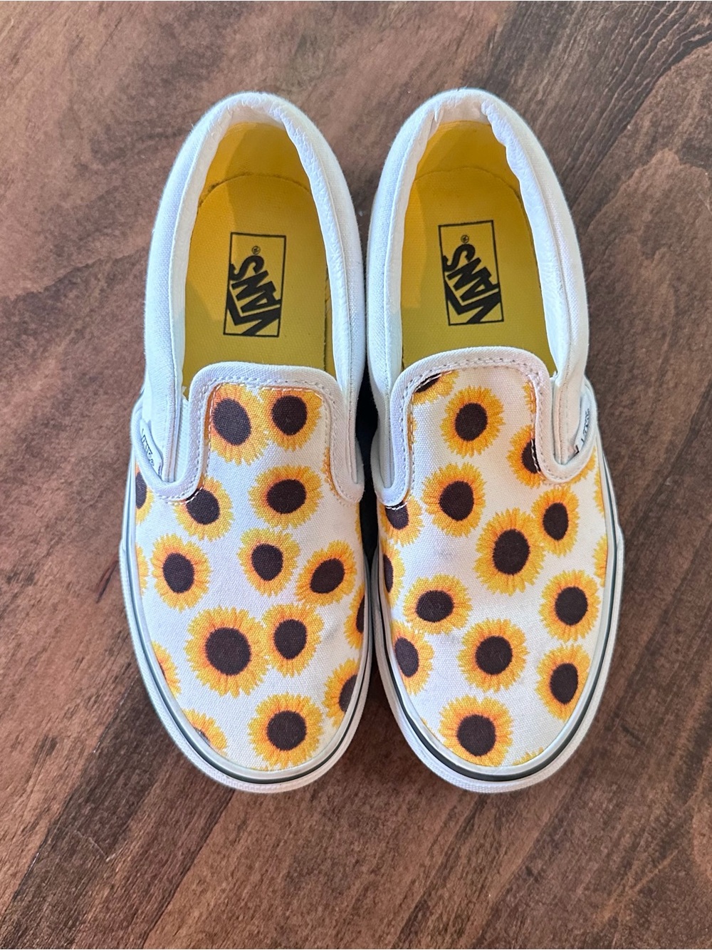 Vans Kids Sunflower Slip-On Sneakers - White/Yellow Kids Size 2